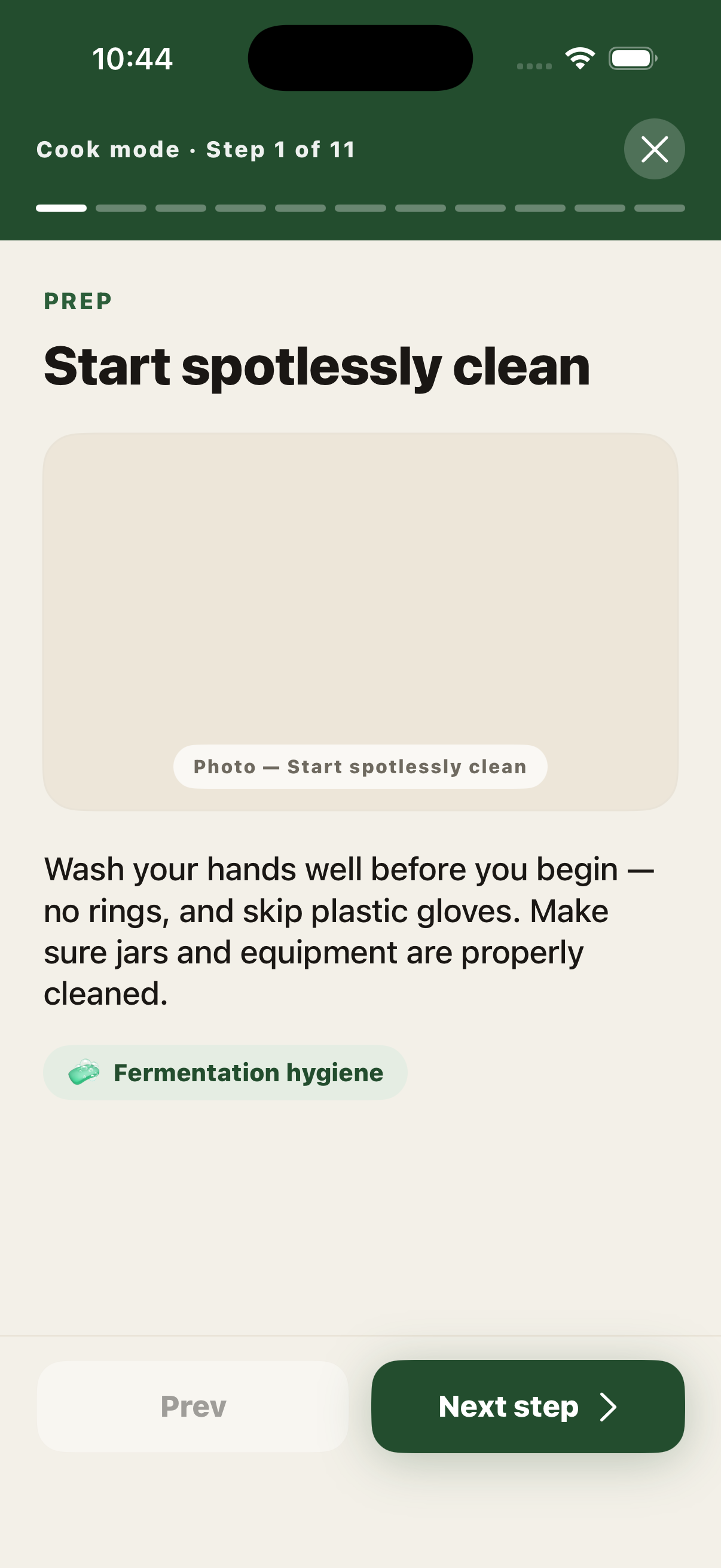 Madre app — cook mode